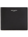 Classic Logo Textured Leather Half Wallet Black - SAINT LAURENT - BALAAN 2