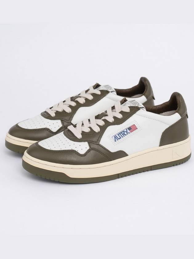 Men's Medalist Low Leather Sneakers Olive - AUTRY - BALAAN 3