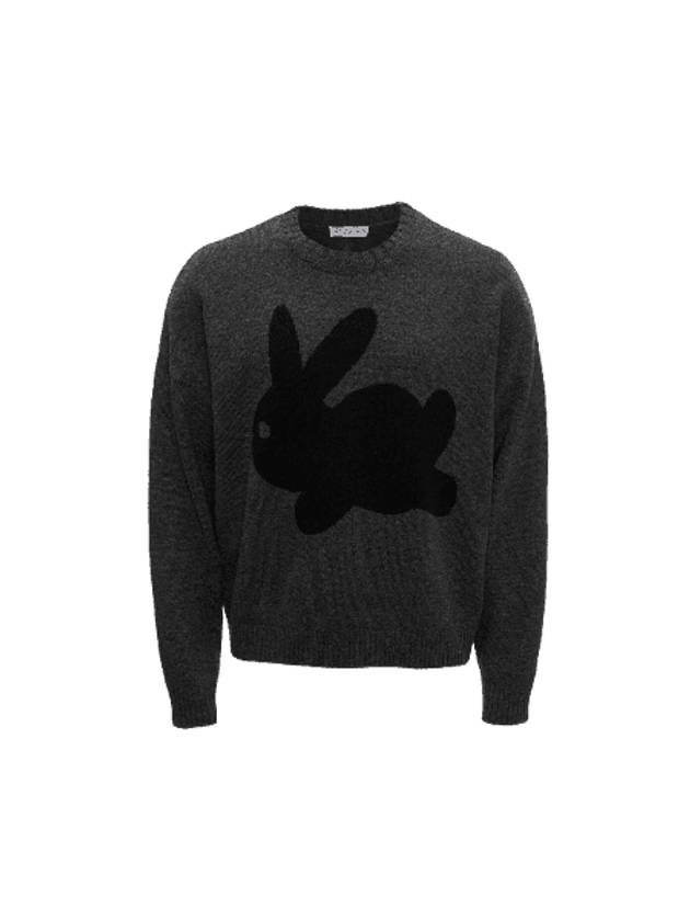 Bunny Print Wool Blend Knit Top Charcoal - JW ANDERSON - BALAAN 1