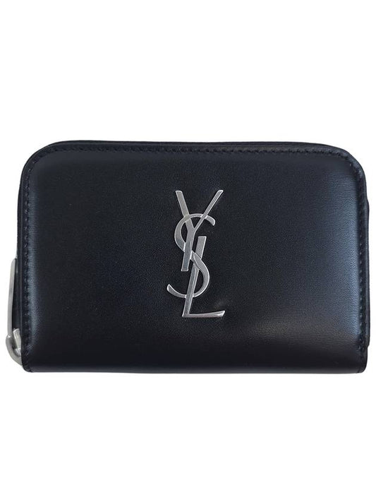 Monogram Zipper Silver Card Wallet Black - SAINT LAURENT - BALAAN 2