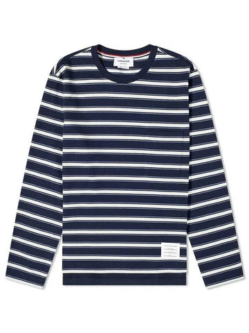 Stripe Jersey Oversized Long Sleeve T-Shirt Navy - THOM BROWNE - BALAAN 1