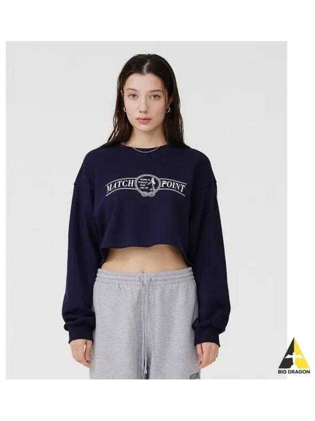 Match Point Crop Sweatshirt Women s Dark Navy - REEBOK - BALAAN 1