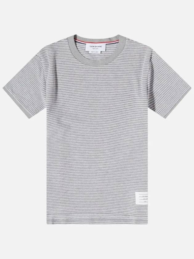 Pinstripe Pattern Short Sleeve T-Shirt Grey - THOM BROWNE - BALAAN 3