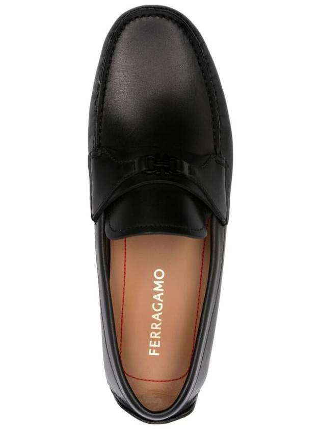 Gancini Leather Driving Shoes Black - SALVATORE FERRAGAMO - BALAAN 3