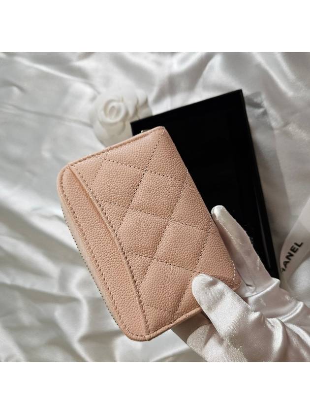 Classic Grained Shiny Calfskin Zipped Coin Wallet Pink - CHANEL - BALAAN 6