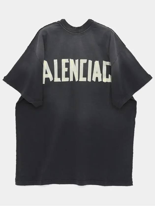 Tape Type Cotton Short Sleeve T-Shirt Black - BALENCIAGA - BALAAN 4