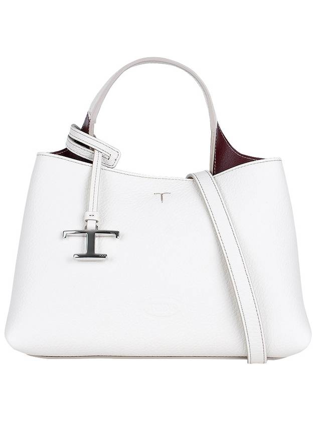 Logo Charm Leather Micro Tote Bag White - TOD'S - BALAAN 3