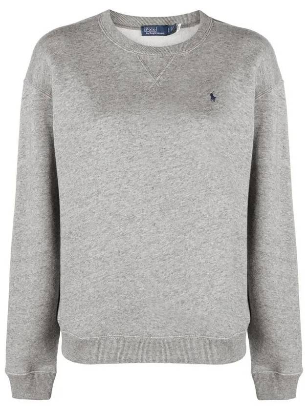 Embroidered Logo Pony Fleece Sweatshirt Grey - POLO RALPH LAUREN - BALAAN 2