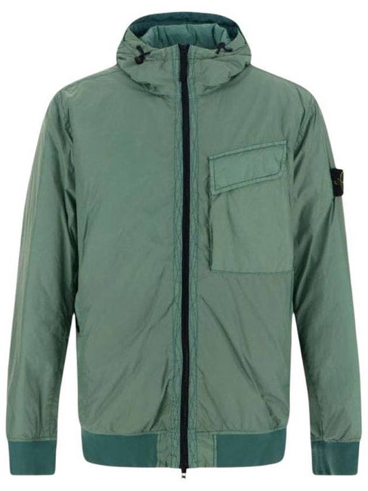Men's Pocket Detail Full Length Hooded Jacket Sage - STONE ISLAND - BALAAN.