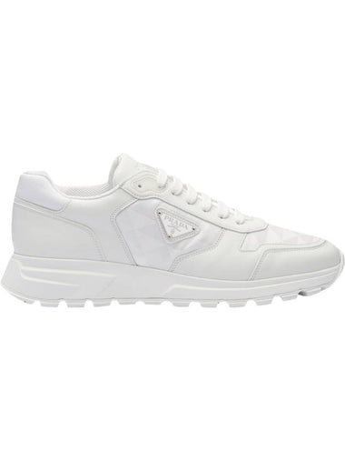 Leather Re-Nylon High Top Sneakers White - PRADA - BALAAN 1