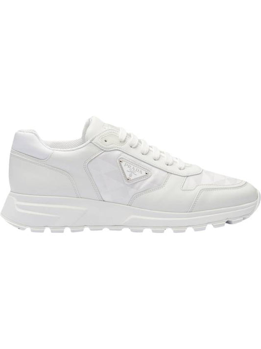 Leather Re-Nylon Low-Top Sneakers White - PRADA - BALAAN 1