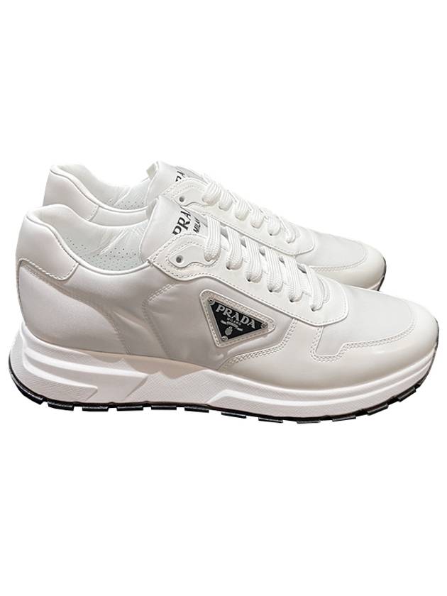 Prax 01 Re-Nylon Brushed Leather Low-Top Sneakers White - PRADA - BALAAN 2