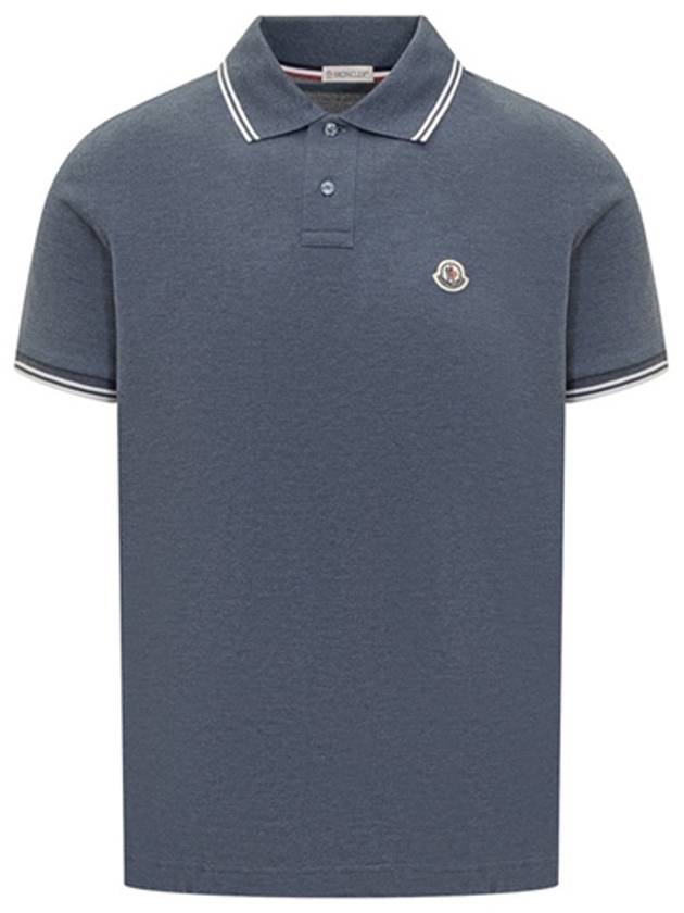 Logo Patch Cotton Polo Shirt Dark Blue - MONCLER - BALAAN 2