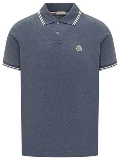 Logo Patch Cotton Polo Shirt Dark Blue - MONCLER - BALAAN 2