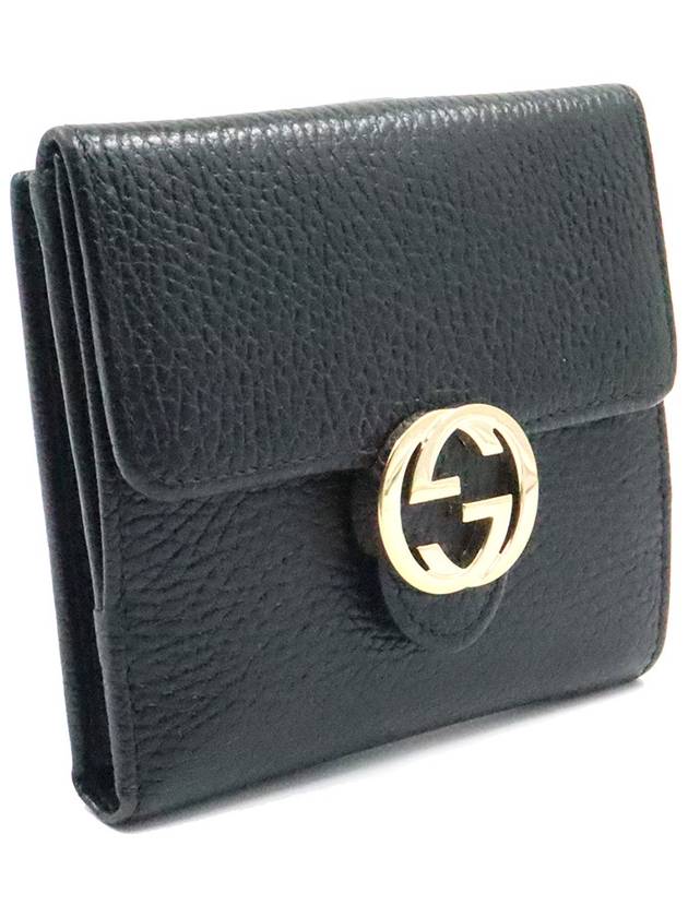 Women s Gucci 615525 Black Leather Interlocking GG Flap Half Wallet gt Gangbuk used luxury goods - GUCCI - BALAAN 4