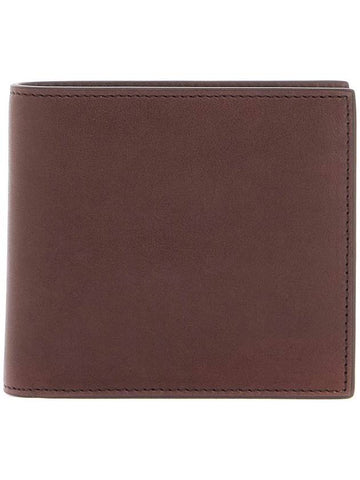 compact dark brown calfskin wallet with slots - THOM BROWNE - BALAAN 1