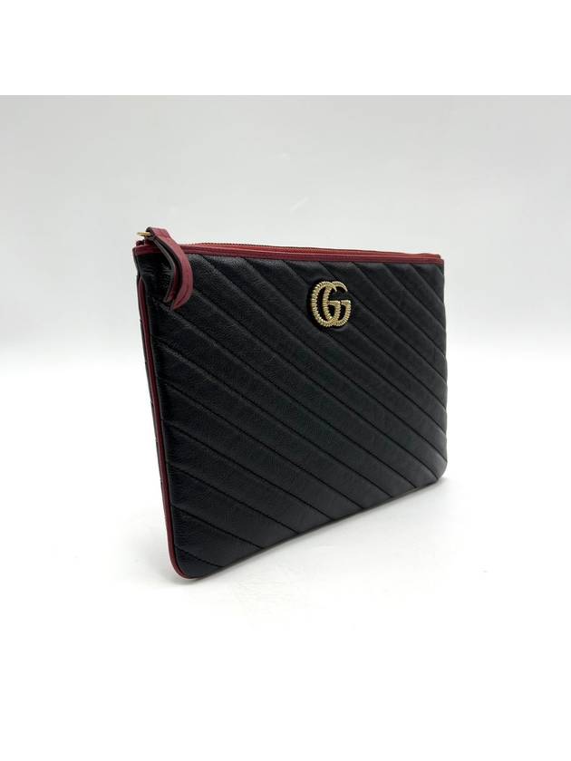 GG Marmont Diagonal Leather Clutch 573814 - GUCCI - BALAAN 4