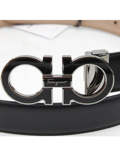 Gancini Metal Logo Leather Belt Black - SALVATORE FERRAGAMO - BALAAN 2