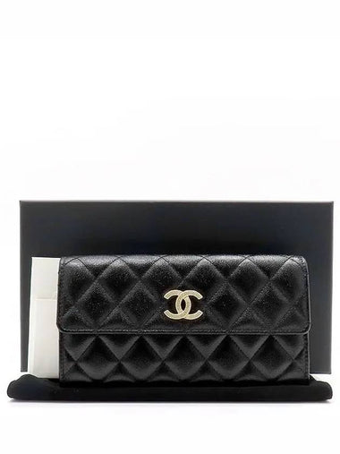 AP2961 Caviar Black COCO Gold Logo Long Wallet - CHANEL - BALAAN 1