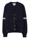 Milano Stitch Sprite Armband Cotton V-neck Cardigan Navy - THOM BROWNE - BALAAN 2