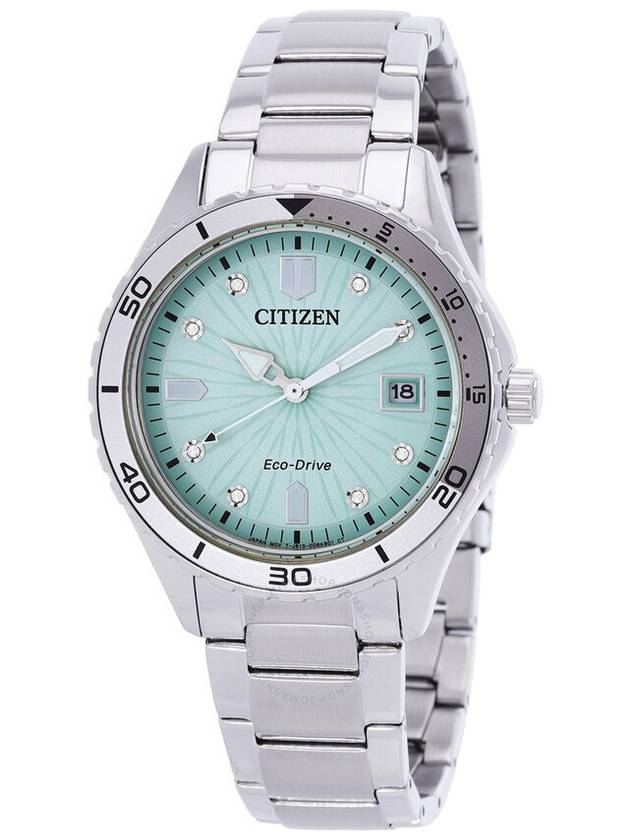 Citizen Marine Lady Crystal Eco-Drive Green Dial Watch FE6170-88L - CITIZEN - BALAAN 1