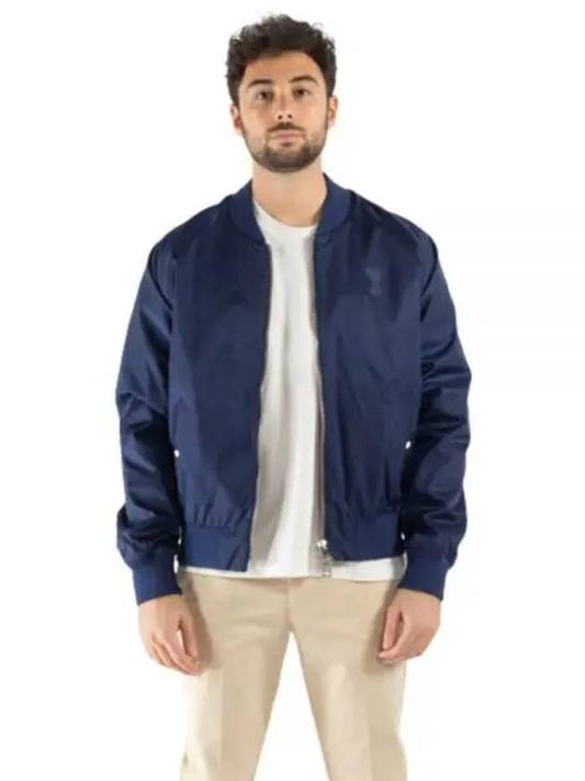 Heart Logo Bomber Jacket Blue - AMI - BALAAN 2