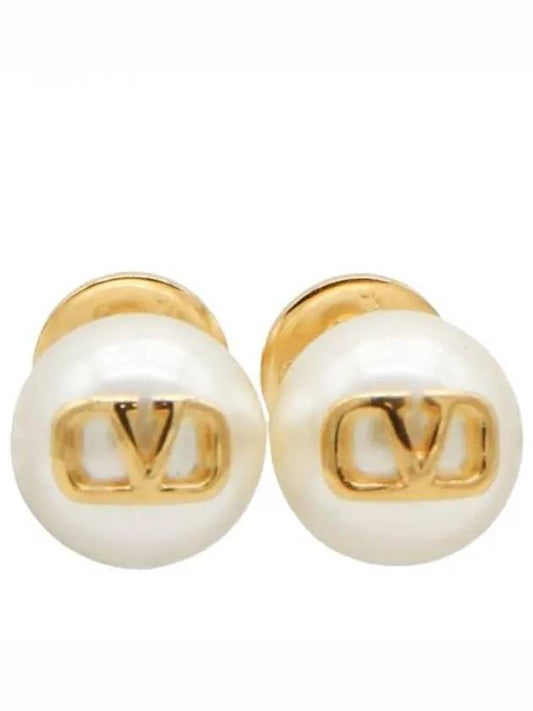 5W0J0E35 UXM 0O3 5W2J0E35 V logo pearl earrings - VALENTINO - BALAAN 1