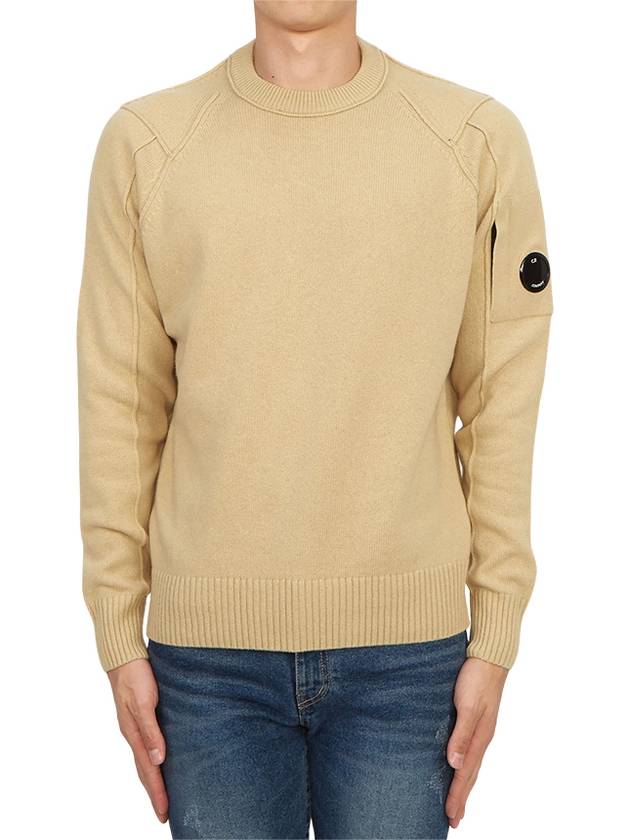 Lens Wappen Classic Crew Neck Wool Knit Top Beige - CP COMPANY - BALAAN 2