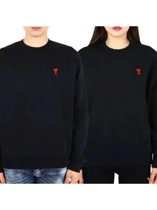 Small Heart Logo Sweatshirt Black - AMI - BALAAN 2