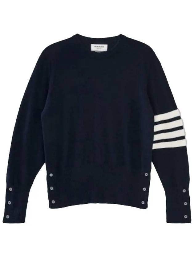 Diagonal Classic Cashmere Knit Top Navy - THOM BROWNE - BALAAN 2