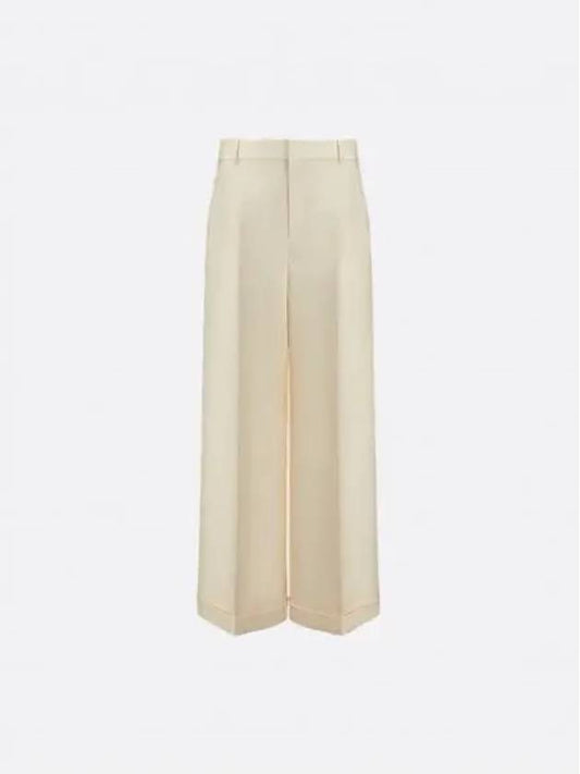 Wool Silk Flared Wide Pants Ecru - DIOR - BALAAN 2