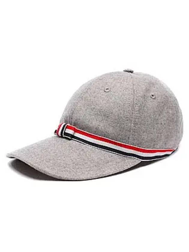 Bow Grosgrain Wool Flannel Ball Cap Light Grey - THOM BROWNE - BALAAN 3