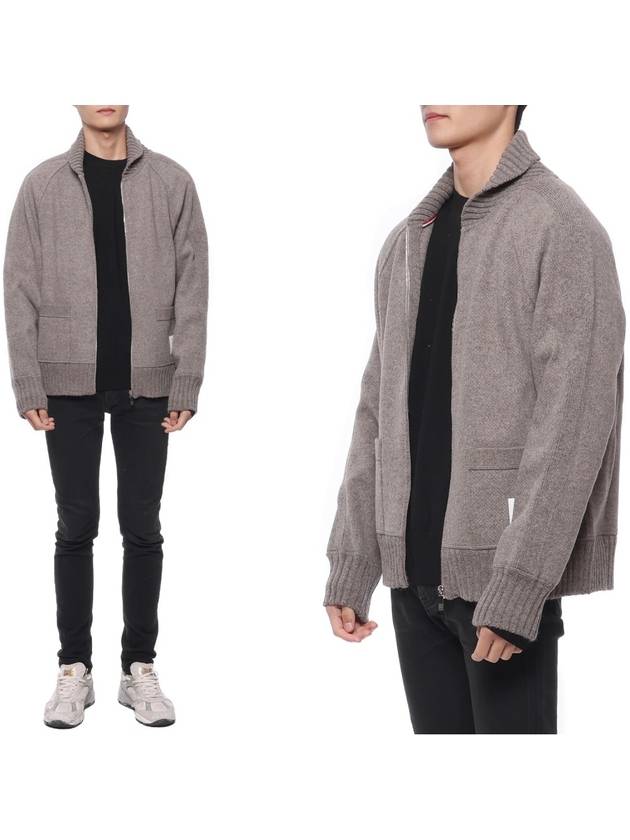 Alpaca Wool Zipper Bomber Jacket Grey - THOM BROWNE - BALAAN 3