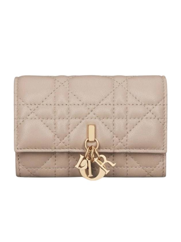 XS Lady Cannage Lambskin Flap Wallet Powder Beige - DIOR - BALAAN 1