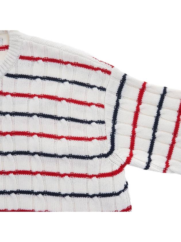 Striped Cashmere Knit Top White - MIU MIU - BALAAN 5