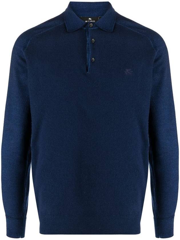 logo embroidered long sleeve polo shirt 1N9369294 - ETRO - BALAAN 2