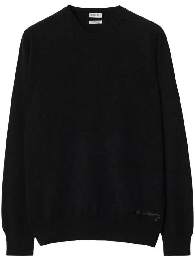 Logo Embroidered Cashmere Knit Top Black - BURBERRY - BALAAN 1