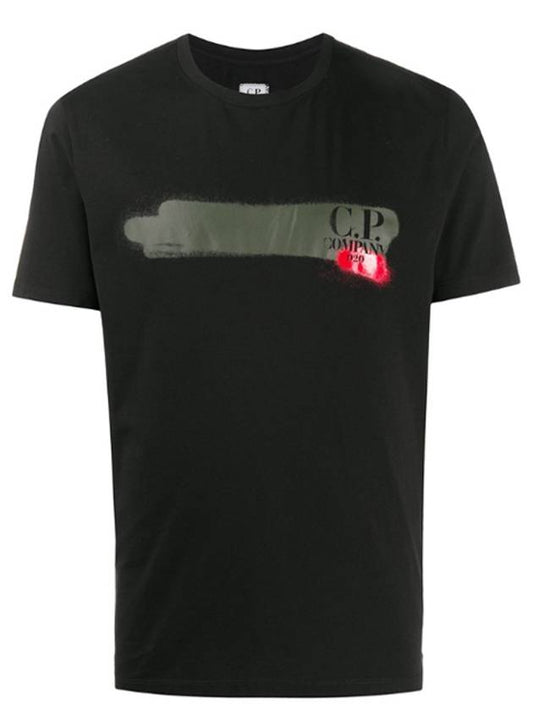 Printing Logo Short Sleeve T-Shirt Black - CP COMPANY - BALAAN 1