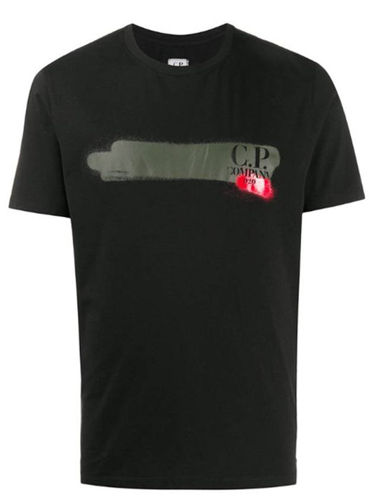 Print Logo Short Sleeve T-Shirt Black - CP COMPANY - BALAAN 1