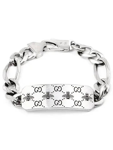 GG Bee Engraved Sterling Silver Bracelet Silver - GUCCI - BALAAN 1