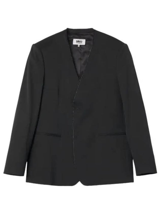 MM6 Single Breasted Jacket Black Jumper - MAISON MARGIELA - BALAAN 1