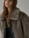 Udabi wearing LEATHER LINE FUR JACKET GRAY - LESEIZIEME - BALAAN 5