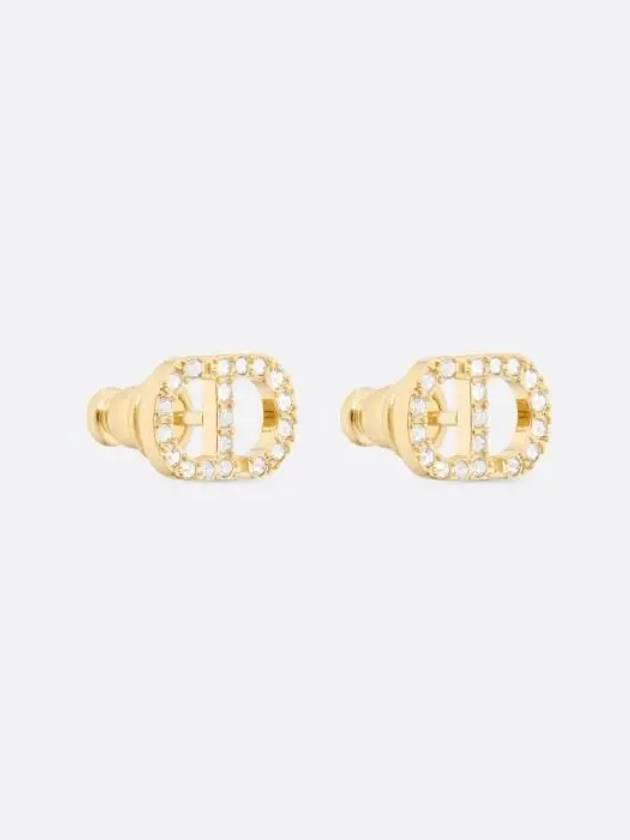 Petit CD Crystal Mini Stud Earrings Gold - DIOR - BALAAN 4