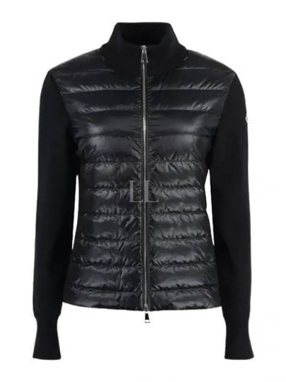 Logo Padded Wool Cardigan Black - MONCLER - BALAAN 2