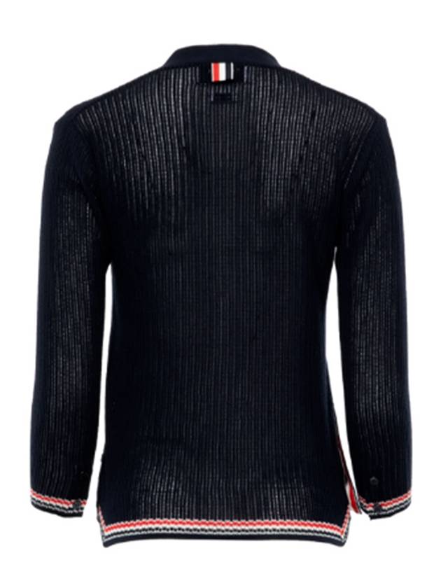 Thom Browne Pointelle RWB Striped Cardigan Navy - THOM BROWNE - BALAAN 4