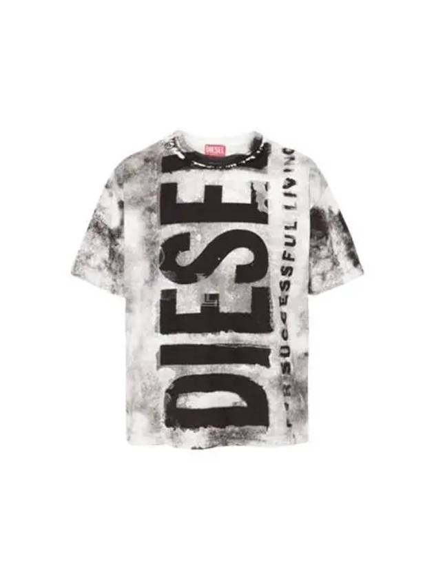 T Boxt BISC Maxi Bleeding Logo Short Sleeve T-Shirt Grey - DIESEL - BALAAN 2