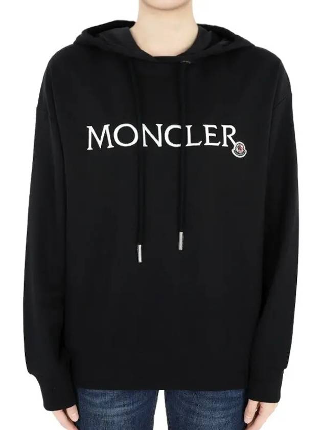 Women's Embroidered Logo Hooded Sweatshirt Black 8G00016 89A1K 999 - MONCLER - BALAAN 1