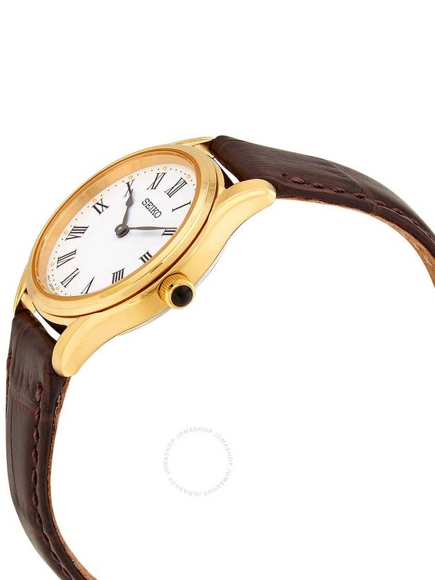 Seiko Quartz White Dial Brown Leather Ladies Watch SWR072P1 - SEIKO - BALAAN 2