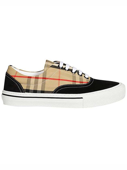 Men's Wilson Vintage Check Mix Sneakers Black Brown - BURBERRY - BALAAN 1