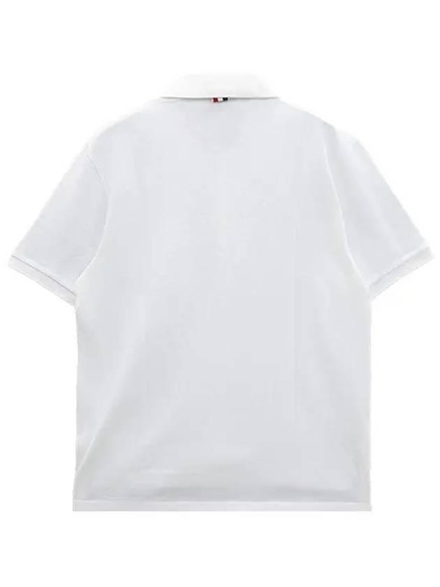 Men's Three Stripes Pocket Mercerized Short Sleeve Polo Shirt White - THOM BROWNE - BALAAN 8